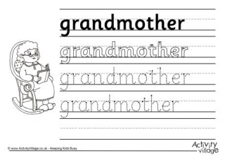 Grandmother Handwriting Worksheet