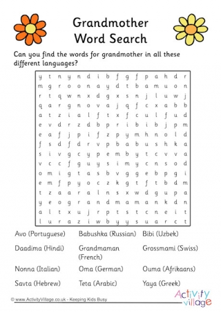 Grandmother Word Search