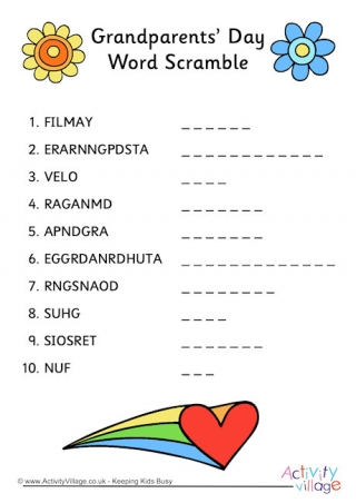 Grandparents Day Word Scramble