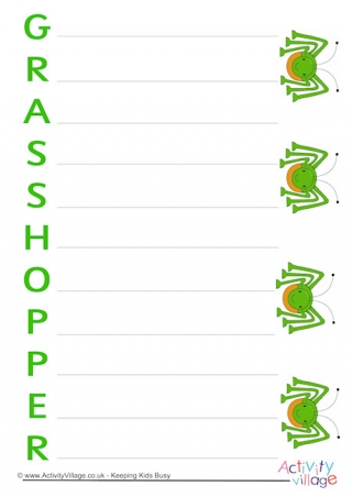 Grasshopper Acrostic Poem Printable