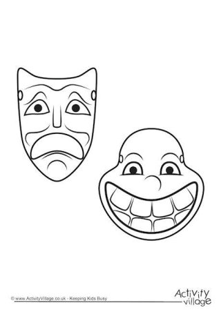 Greek Theatre Masks Colouring Page