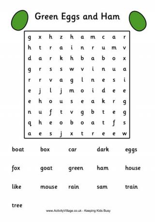 Green Eggs and Ham Word Search
