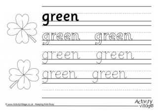 Green Handwriting Worksheet