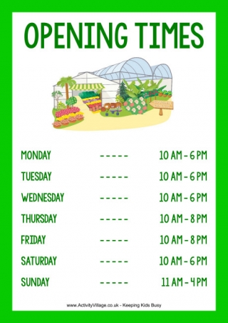 Greenfingers Garden Centre Opening Times Poster