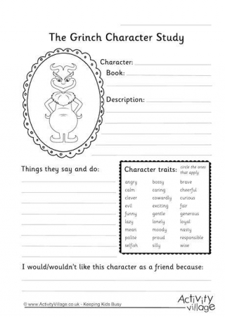 Grinch Character Study Worksheet