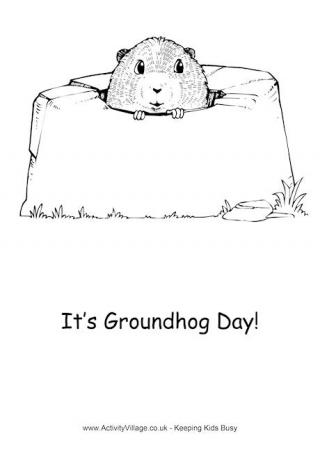 Groundhog Day Colouring Page