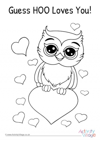 Guess Hoo Loves You Colouring Page