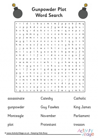 Gunpowder Plot Word Search