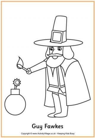 Guy Fawkes Colouring Page