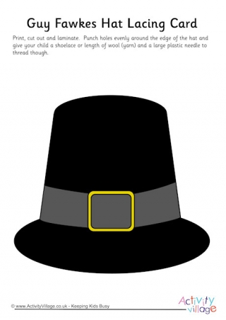 Guy Fawkes Hat Lacing Card