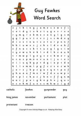 Guy Fawkes Word Search