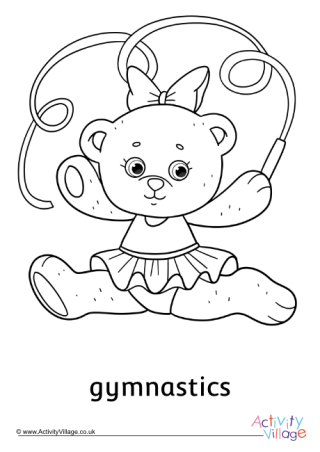 Gymnastics Teddy Bear Colouring Page