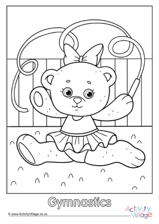 Gymnastics Teddy Bear Colouring Page 2