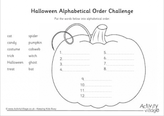 Halloween Alphabetical Order Challenge 1