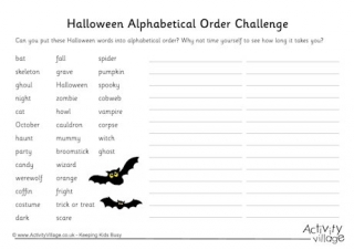 Halloween Alphabetical Order Challenge 2
