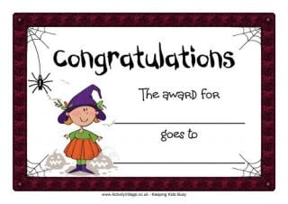 Halloween Certificate - Congratulations - Blank
