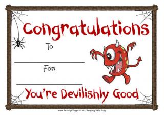 Halloween Certificate - Devishly Good