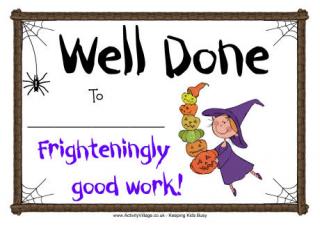 Halloween Certificate - Frighteningly Good Work