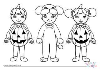 Halloween costumes colouring page 2
