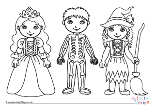 Halloween Costumes Colouring Page 3
