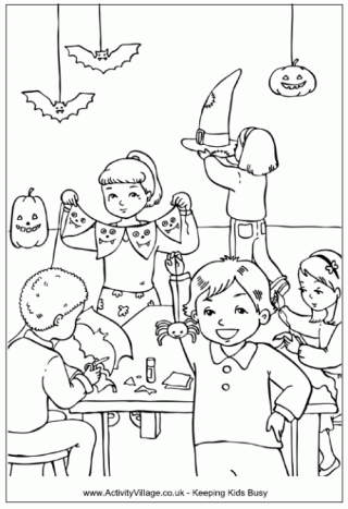 Halloween Decorations Colouring Page