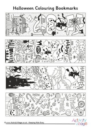 Halloween Doodle Colouring Bookmarks