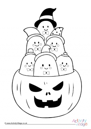Halloween Ghost Pumpkin Colouring Page
