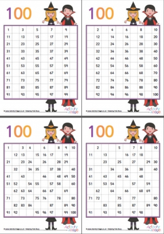 Halloween Hundred Square Fill in the Blanks