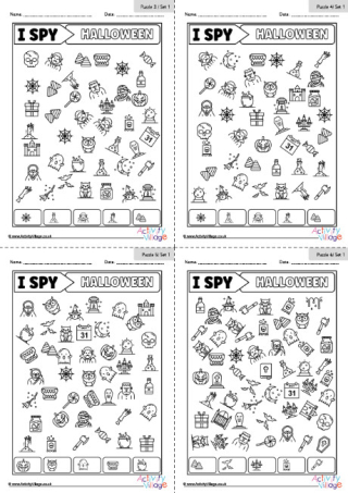 Halloween I Spy Counting Worksheets Up To 5
