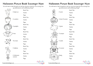 Halloween Picture Book Scavenger Hunt 