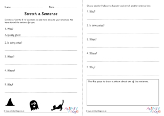 Halloween Stretch a Sentence Worksheet KS2