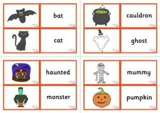 Halloween Vocabulary Matching Cards