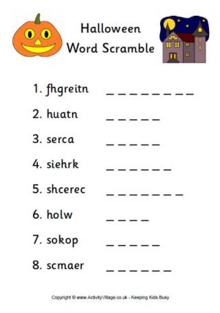 Halloween Word Scramble