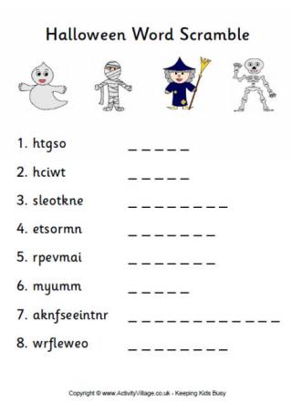 Halloween Word Scramble