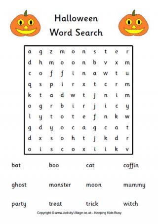 Halloween Word Search 1