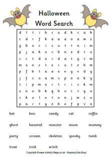 Halloween Word Search Puzzles