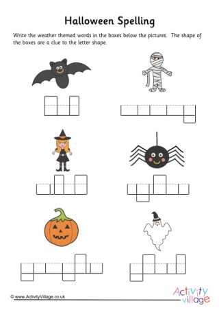 Halloween Word Shapes Worksheet