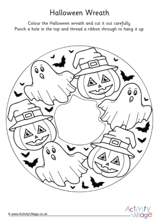 Halloween Wreath Colouring Page