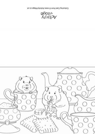 Hamsters Scene Colouring Card