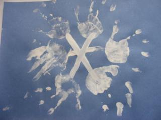 Handprint Snowflake Painting