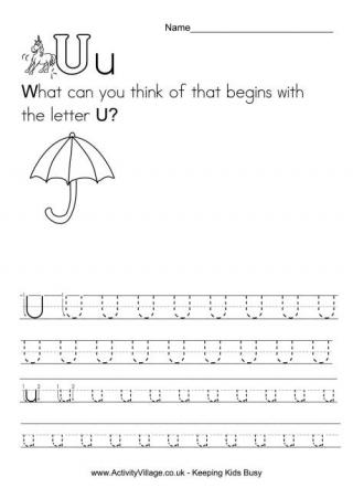 Handwriting Alphabet U