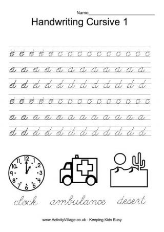 Cursive Handwriting Worksheets