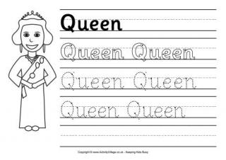Queen Handwriting Worksheet