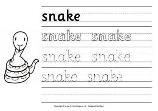 Snake handwriting worksheet