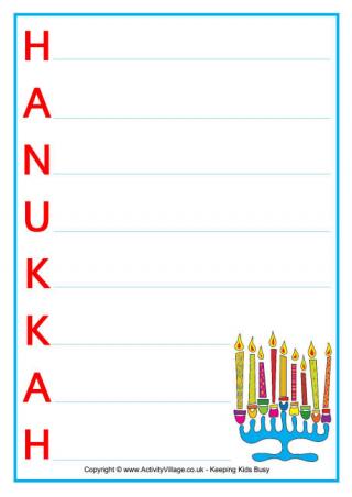 Hanukkah Acrostic Poem Printable 