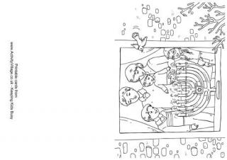 Hanukkah Colouring Card - Menorah
