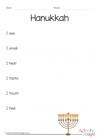 Hanukkah Sensory Poem Planning Sheet
