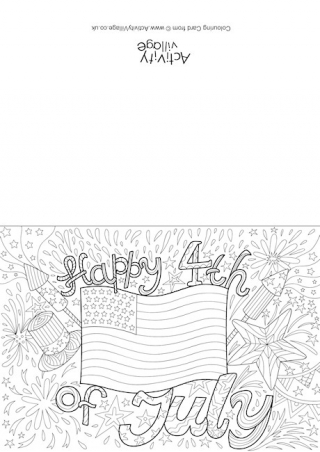 Happy 4th of July Doodle Colouring Card