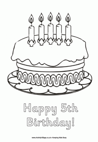 Happy 5th Birthday Colouring Page