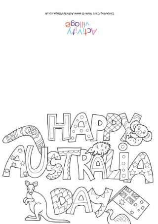 Happy Australia Day Colouring Card